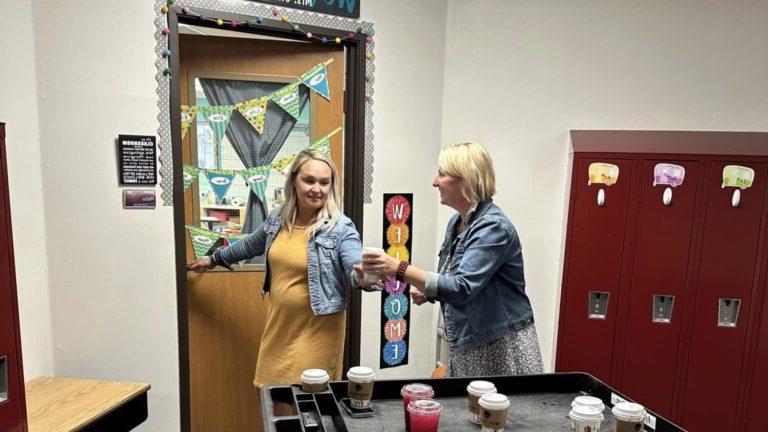 OGPO South members delivering coffee to teachers and staff on the first day of school.